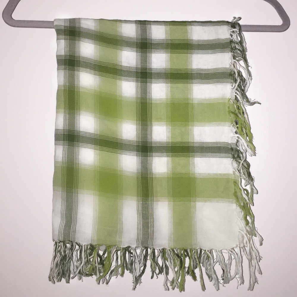Hollister Green And White Plaid Scarf